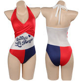 Ugly Girl Harley Quinn Cosplay Two Piece Swimsuit with Sheer Kimono Cardigan Cover Up Original Design